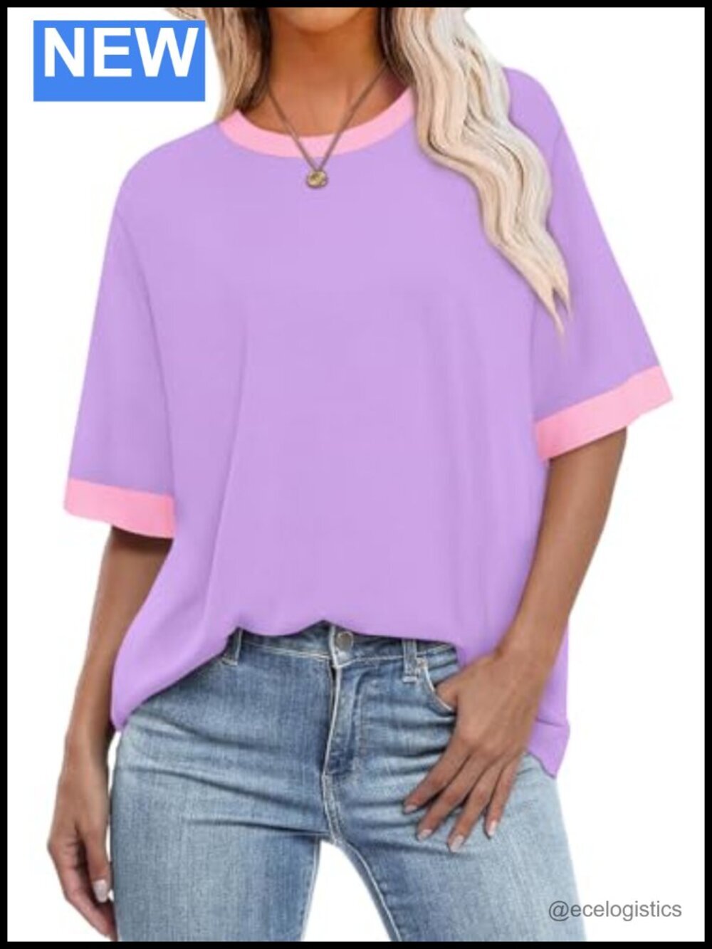 Oversized Crew Neck Short Sleeve T-Shirt Loose Fit Top Summer